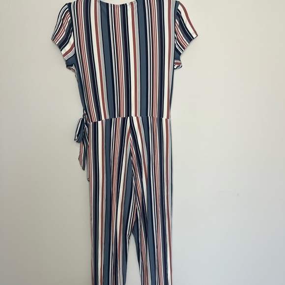 *Derek Heart Pink, Blue, & White Stripe Jumpsuit - Picture 5 of 10